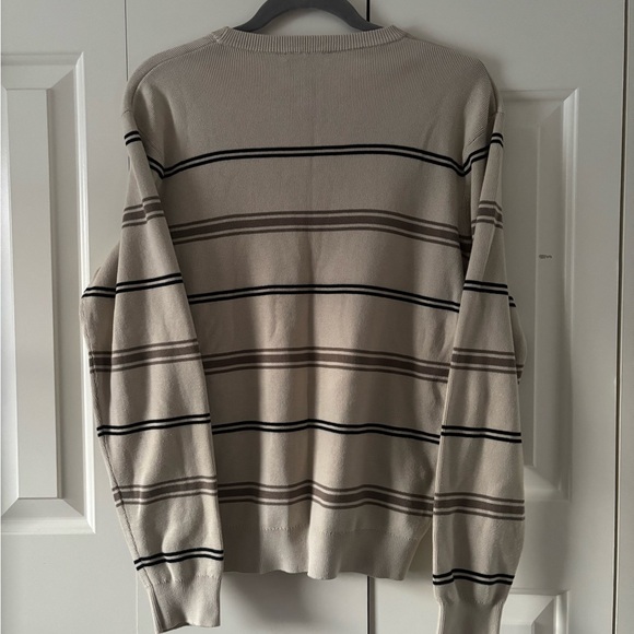 Mango Men's Cream and Brown Striped Crewneck Sweater - Picture 3 of 14